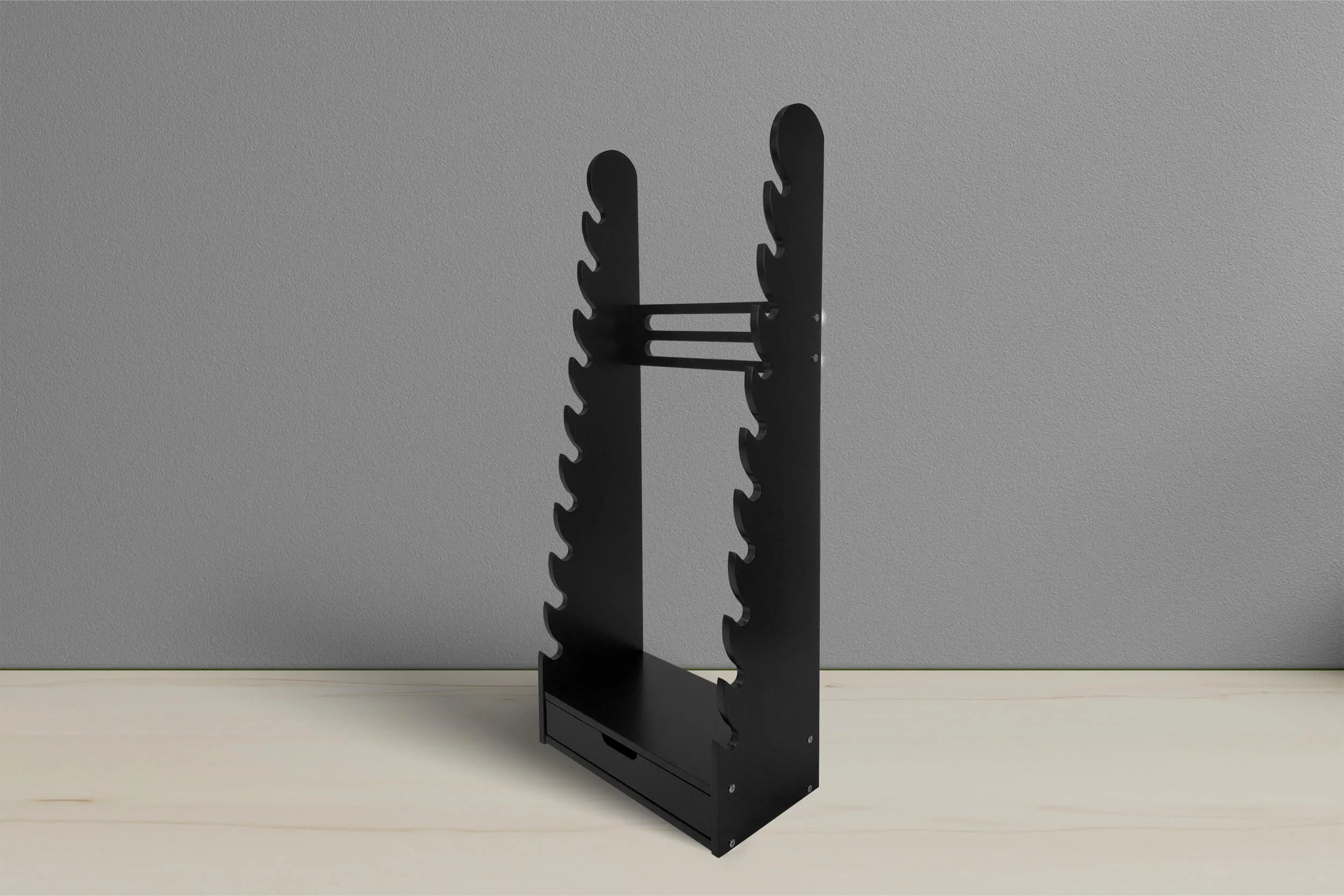 the black 10-tier bracelet display — view 3