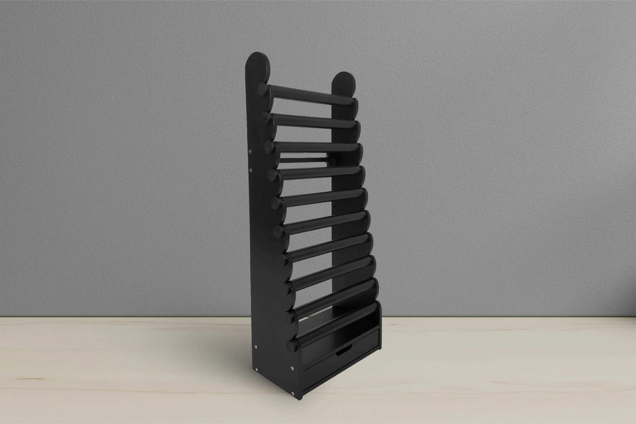 the black 10-tier bracelet display — view 6