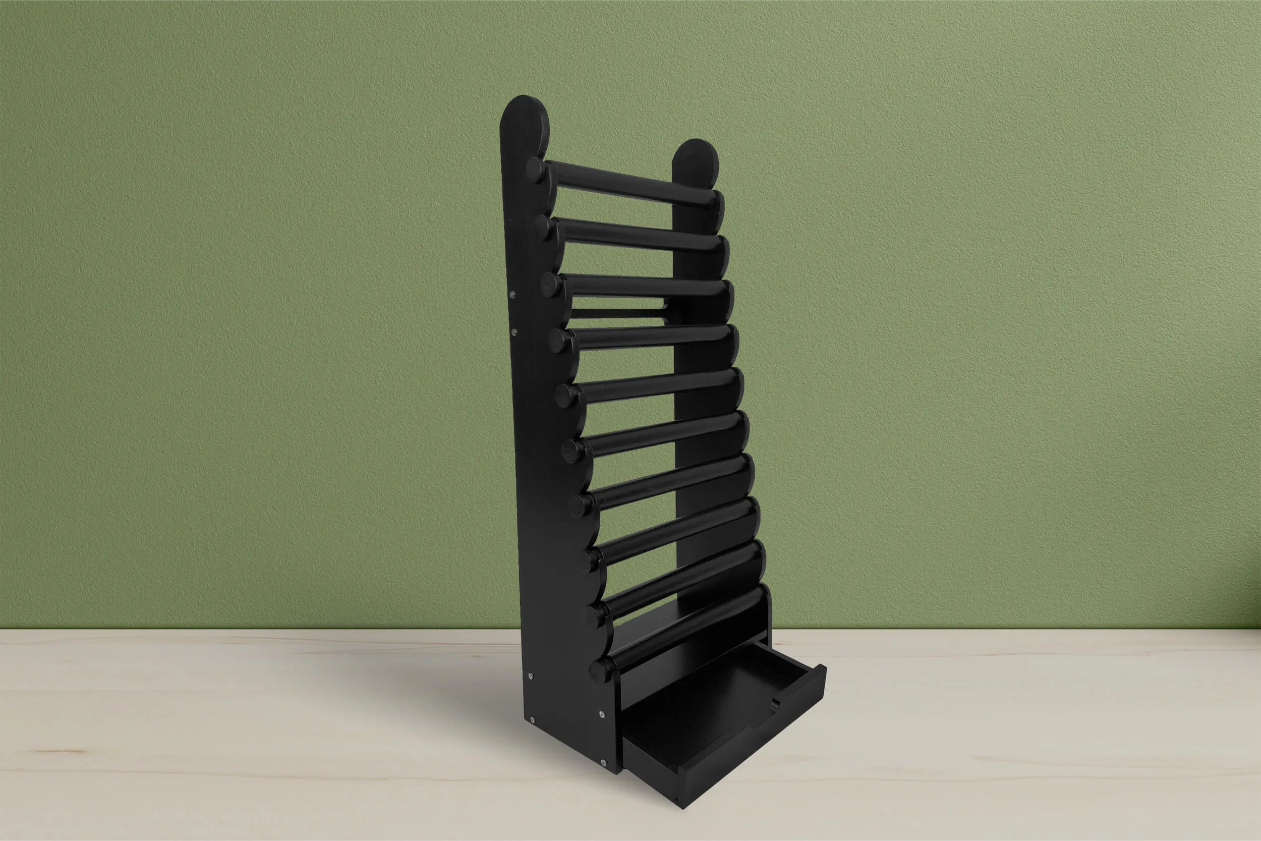 the black 10-tier bracelet display — view 22