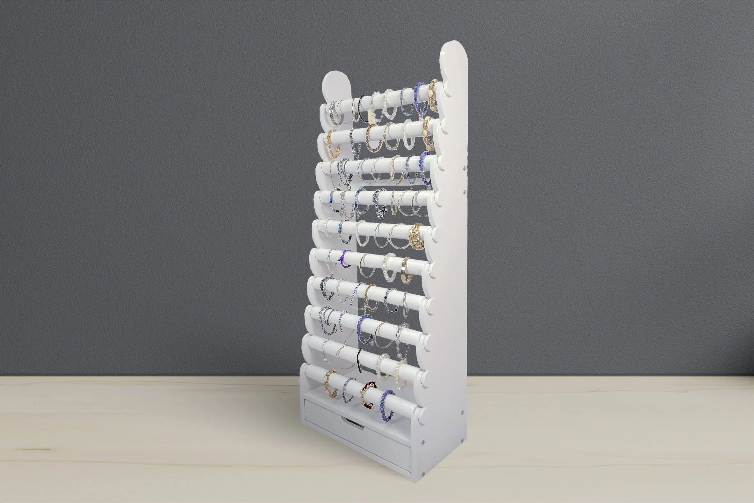 the white 10-tier bracelet display — view 20