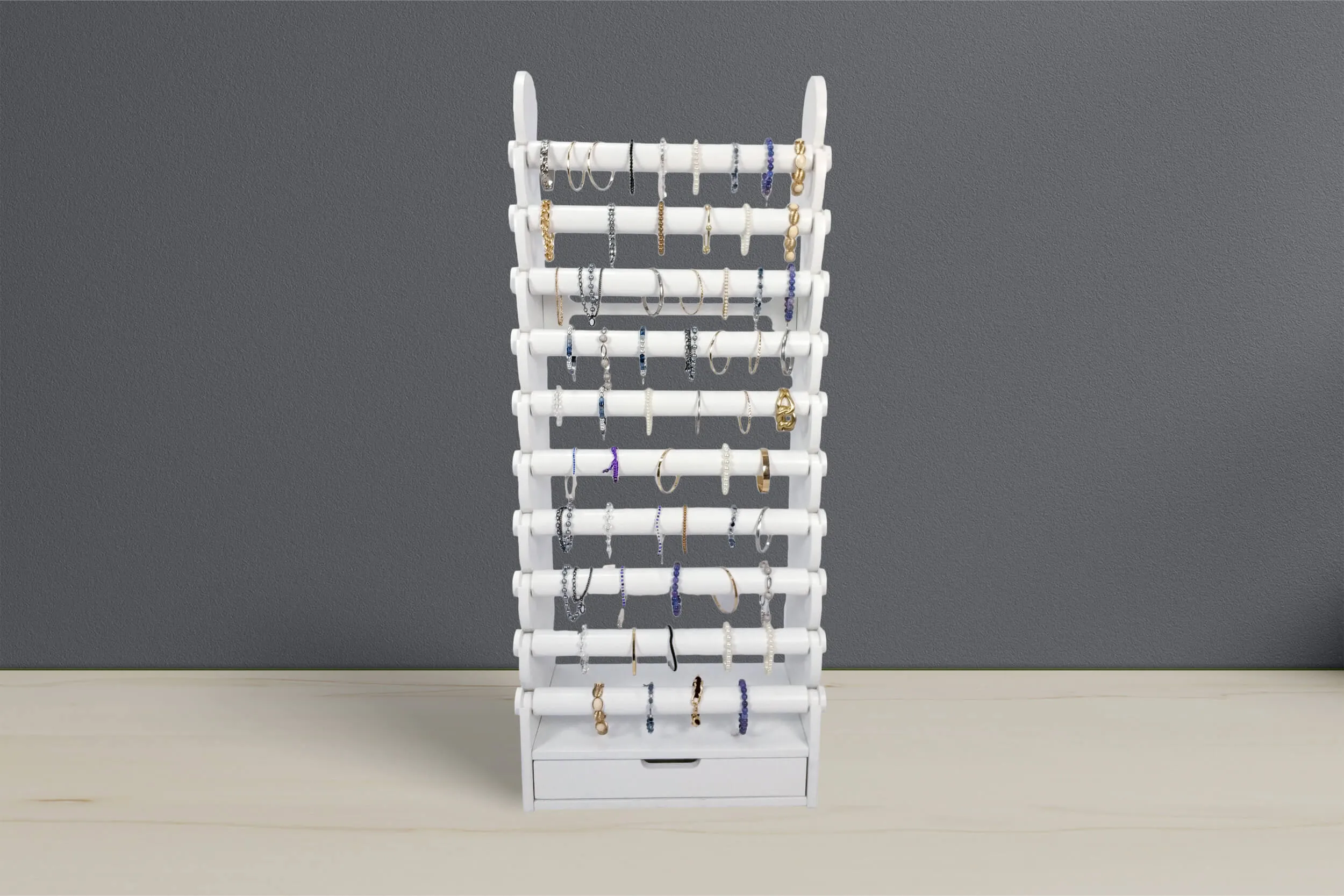 the white 10-tier bracelet display — view 22