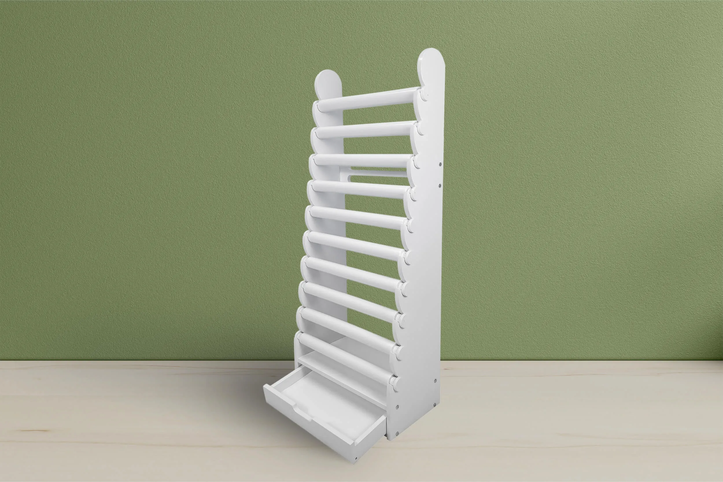 the white 10-tier bracelet display — view 26