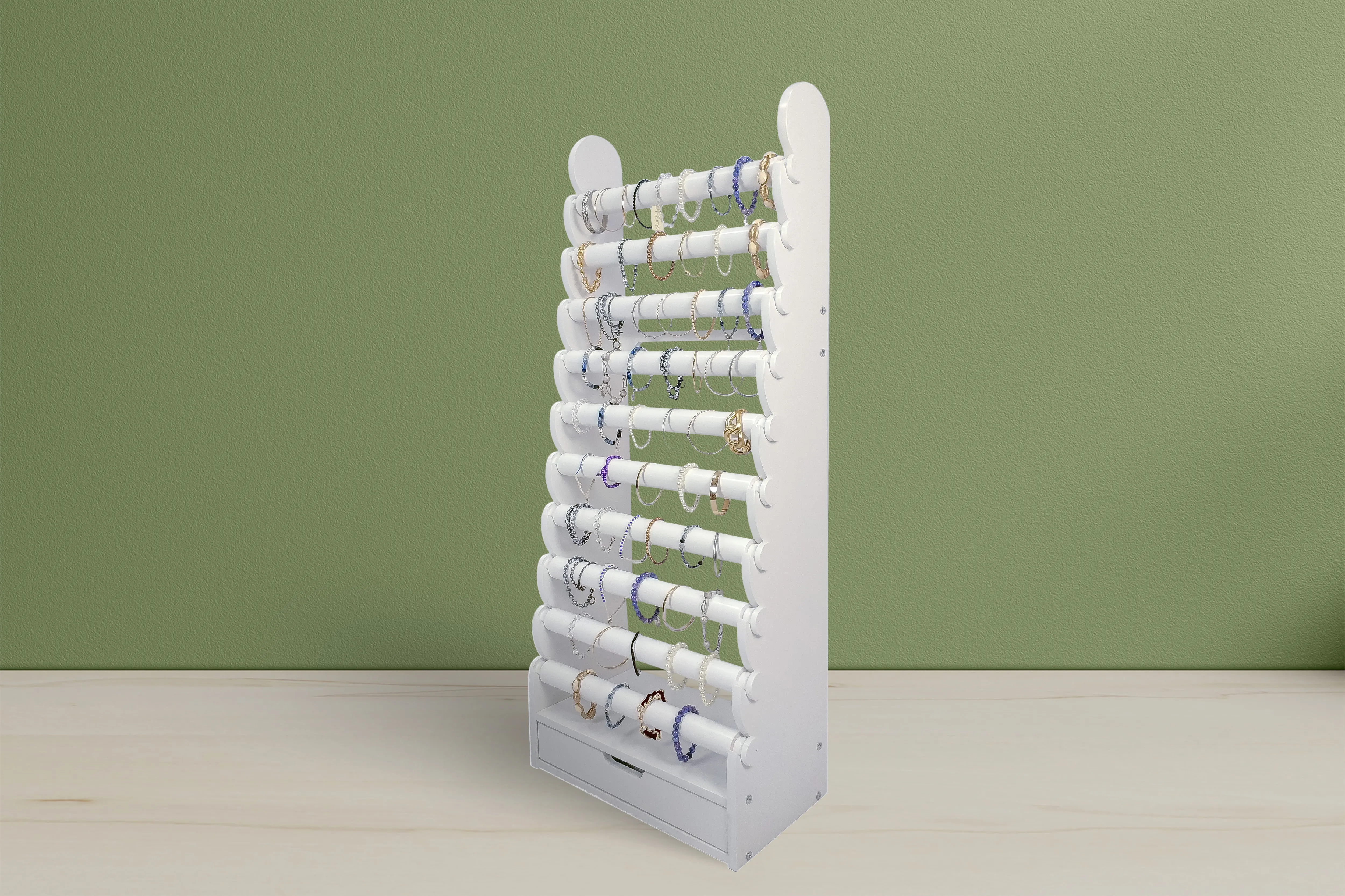 the white 10-tier bracelet display — view 7