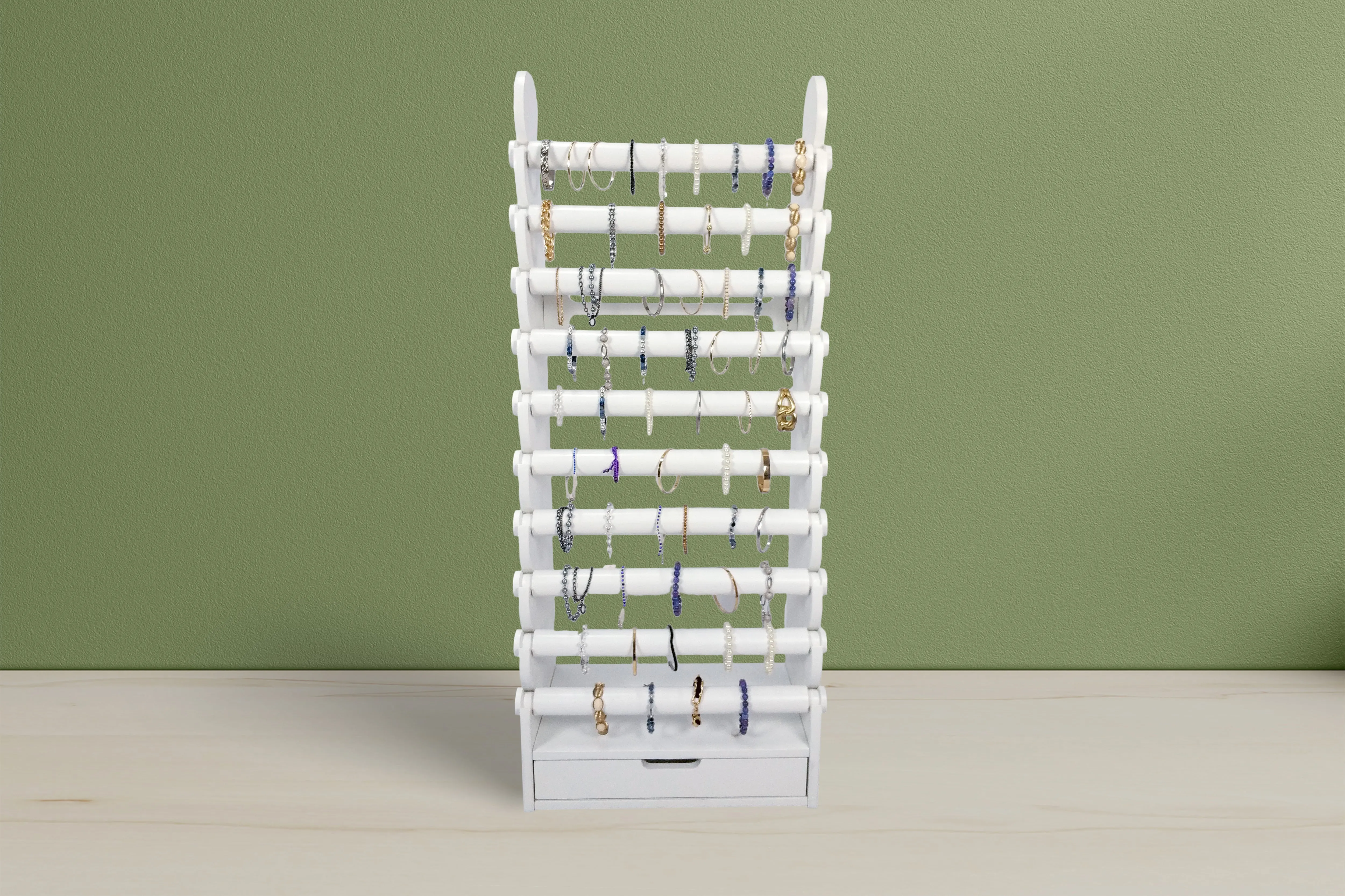 the white 10-tier bracelet display — view 9